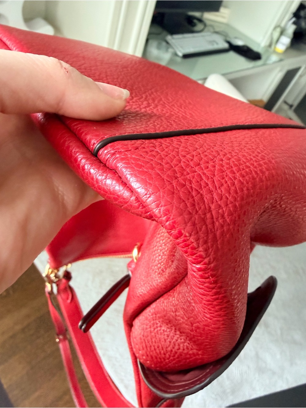 COACH Pennie Red Pebbled Leather Shoulder Crossbody Bag 6152 NEW - Picture 14 of 16